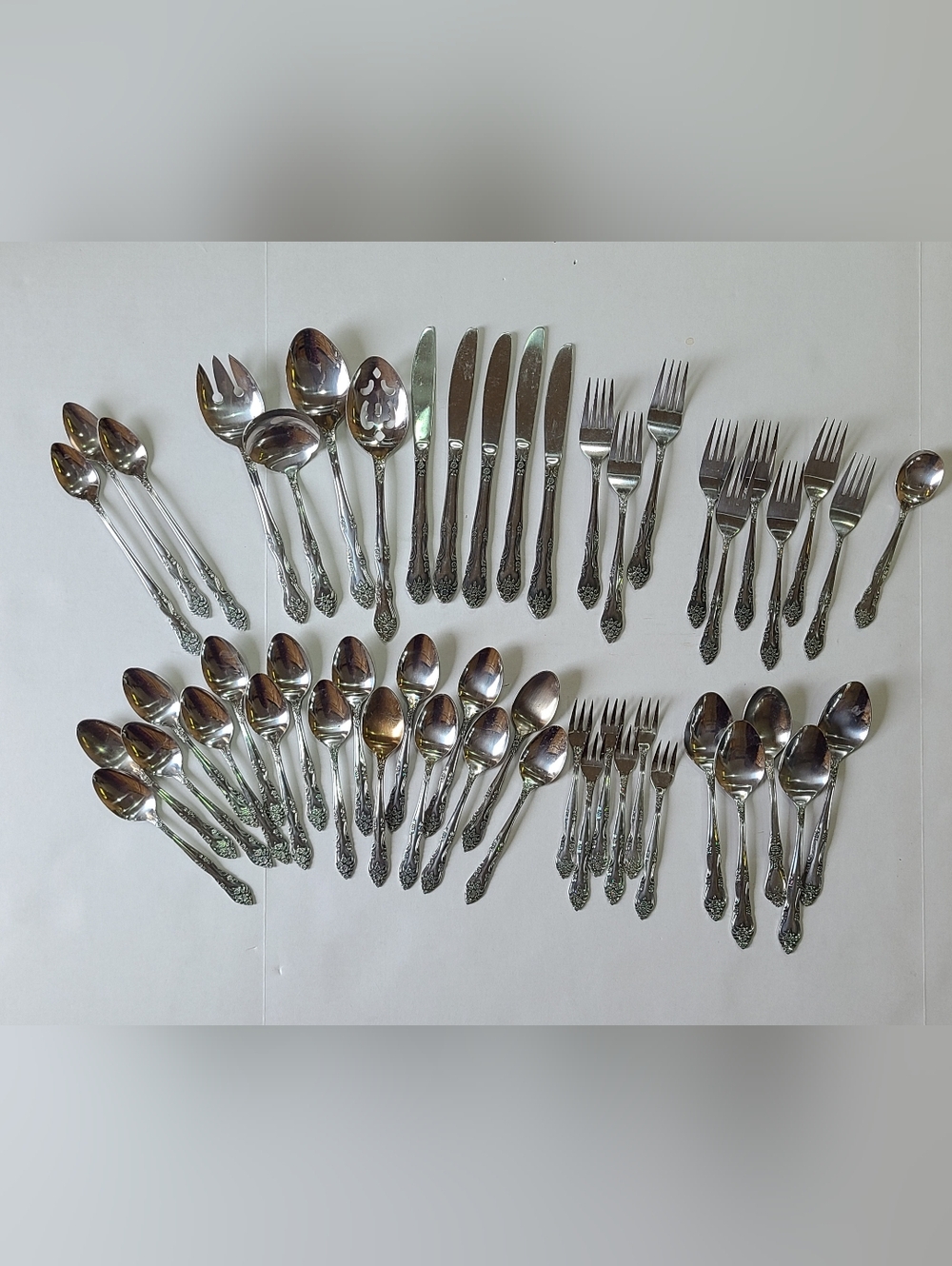 VTG Rogers Dream Rose Korea Stainless Steel Flatware 50pc w/ Hostess Set +7 misc